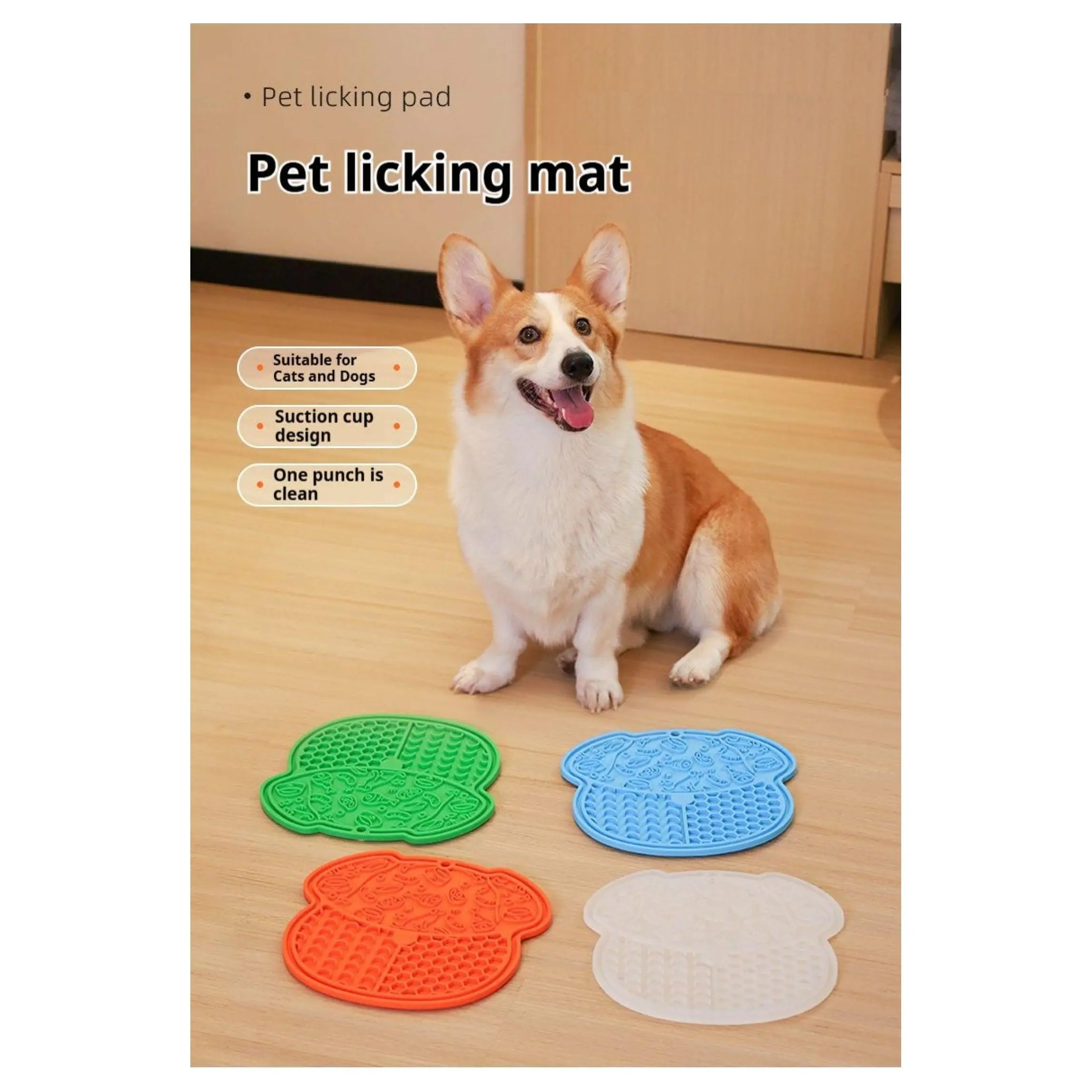 Lick Mat for Dogs and Cats - Slow Feeder Mat with Strong Suction, Pet Licking Mats for Anxiety Calming & Treat Dispensing - Puppy & Kitten Enrichment