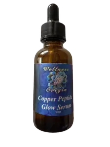 Wellness Origin Copper Peptide Glow Serum 1 oz Anti-Aging Formula with Hyaluronic Acid & Matrixyl for Hydration Firmness and Youthful Glow