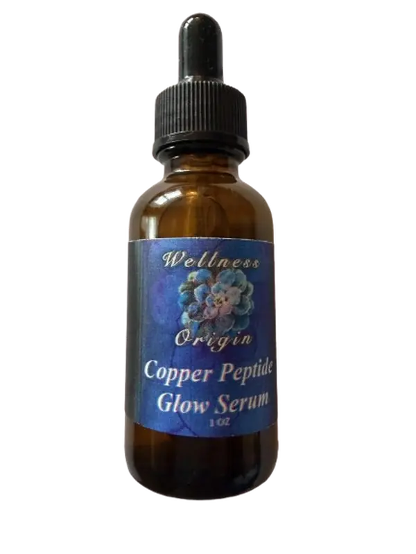 Wellness Origin Copper Peptide Glow Serum 1 oz Anti-Aging Formula with Hyaluronic Acid & Matrixyl for Hydration Firmness and Youthful Glow