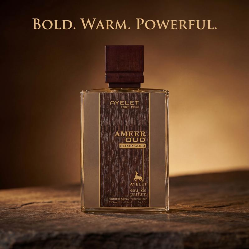 AMEER OUD Elixir Gold Eau de Parfum 100ml - Warm Sweet Amber Oud Fragrance for Men, Long-Lasting Woody Aroma, Perfect Gift Choice