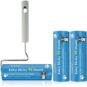 Extra Sticky Large Surface Lint Roller 6.3'' Giant Lint Remover for Pet Cat Hair, for Clothes Furniture (1 Handle + 270 Sheets)