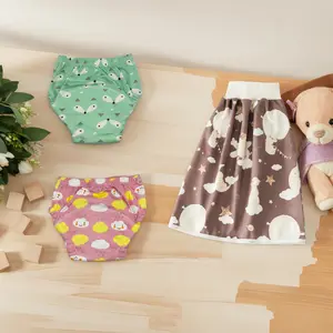 3pcs Baby Night Diaper Pants + Absorbent Liner, All Seasons Use, Cute Print Design, Breathable Soft, Reusable Washable, Mom Gift