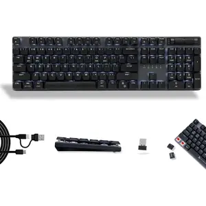 Slim Mechanical Keyboard  - Low Profile Red Switches, Triple Mode ( + 2.4GHz + USB), Full Size 107-Key with Number Pad, Backlit, Rechargeable - Quiet Typing for  and PC