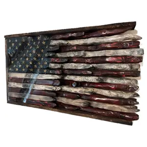 Hand carved, US Battle Style Flag Banners Border