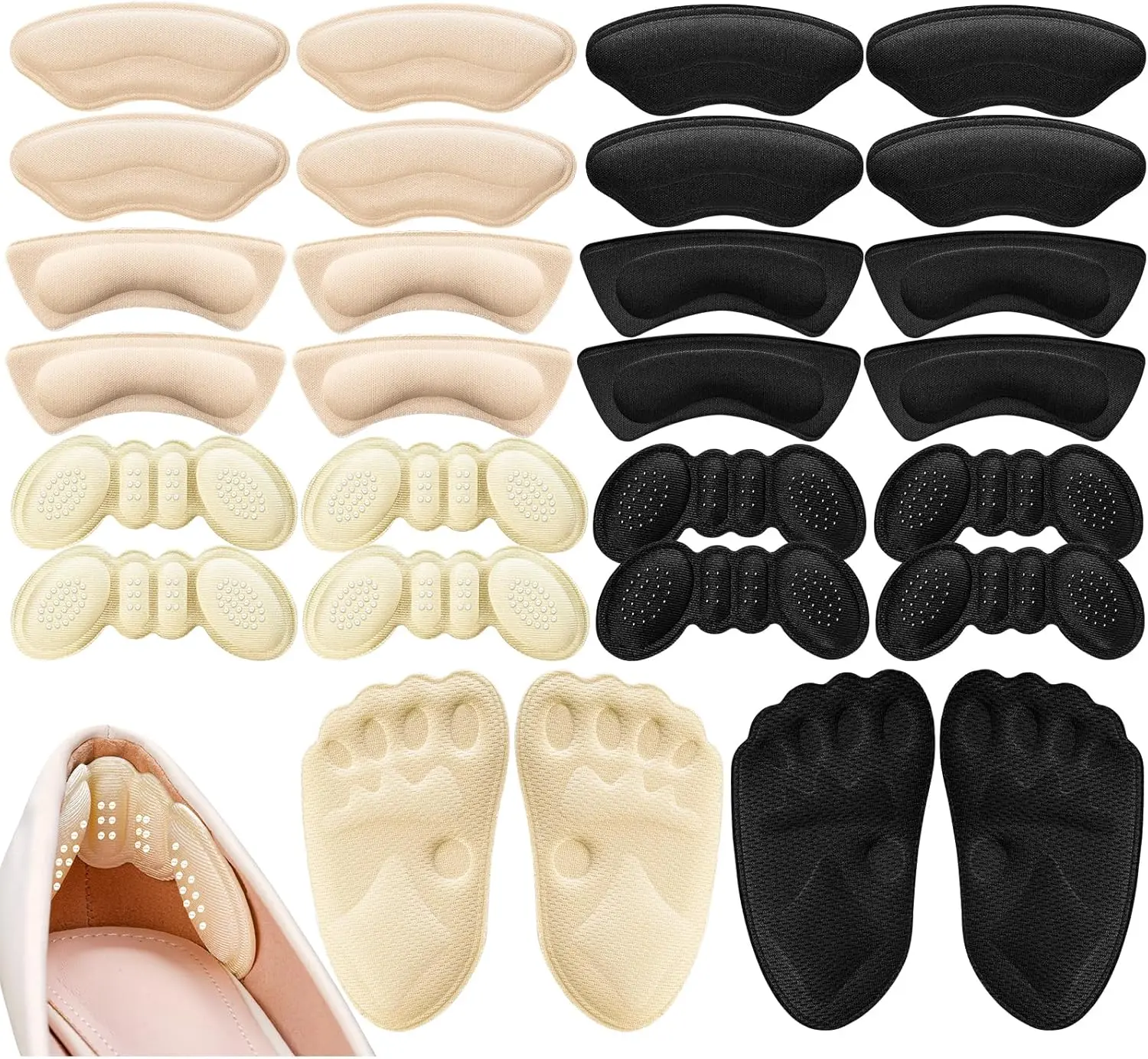 14 Pairs Premium Heel Grips for Men and Women, Heel Pads for Shoes that are Too Big, Self-Adhesive, Inserts for Loose, Heel Filler Cushions Improved Shoe Fit and Comfort.