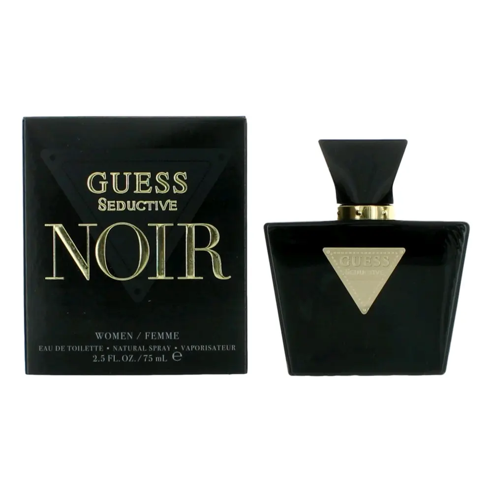 GUESS Seductive Noir Eau De Toilette for Women, Captivating Fragrance Spray, 2.5 oz / 75ml in a Sleek Black Bottle with Box, 2 To 2.9 Fl Oz, Gold Triangle Logo