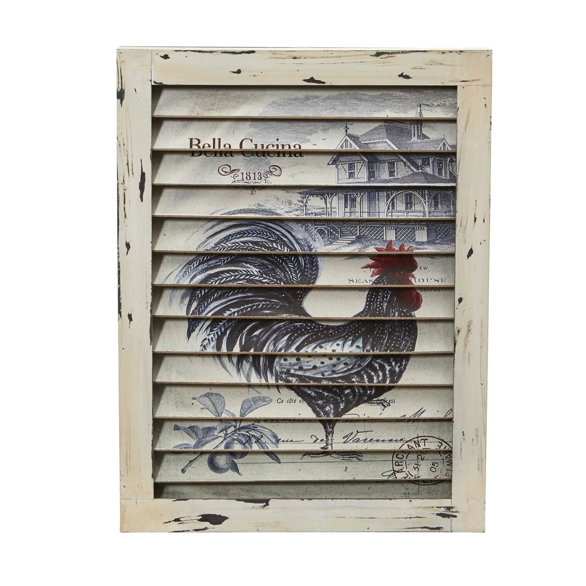Artistic Rustic Wooden Rooster Window Shutter Wall Decor Set - Animal-Themed Home Decor for Dining Room, Kitchen Home Supplies Artistic Rustic Wooden Rooster Window Shutter Wall Decor Set - Animal-Themed Home Decor for Dining Room, Kitchen Home Supplies
