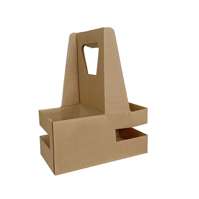 Eco-Friendly Heavy Duty Kraft Corrugated Cardboard 2-Cup Carrier - 200 Pieces / Cases
