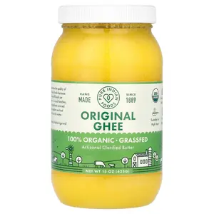 Pure Indian Foods Organic Artisanal Clarified Butter, Original Ghee, 15 oz (425 g)