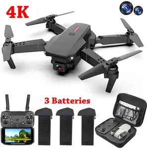 4K HD WiFi FPV RC Drone with Dual Camera | Foldable Quadcopter | 3 Batteries | Black