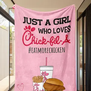 Chick-Fil-A Flannel Blanket, Soft Warm Skin-Friendly Throw, Logo Design, All-Season Use, Living Room Bedroom Decor, Camping Travel Gift