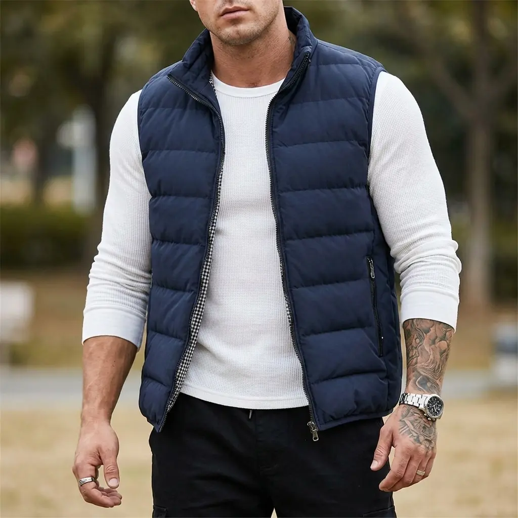 Men's Sleeveless Waistcoat - Warm Casual Menswear Top, Suitable for Autumn/Winter Outerwear or Inner Layer Use, Tops