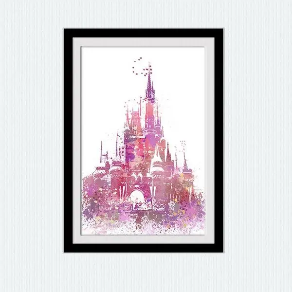 Princess Castle Print - Enchanted Nursery Wall Decor For Girls - Pink Magic Castle Poster