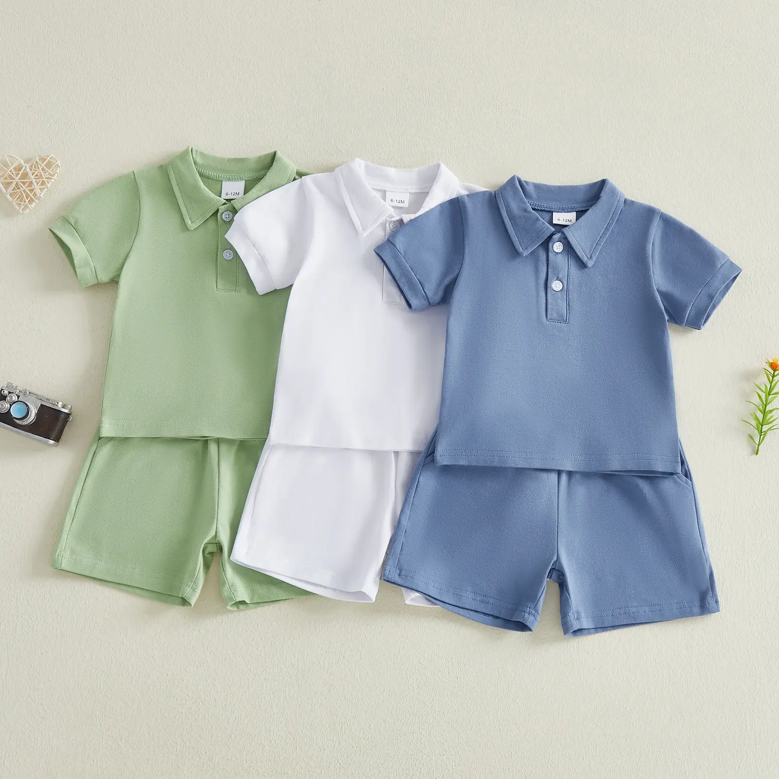 Canrulo Toddler Baby Boy Clothes Summer Short Sleeve Collared Polo Shirt Shorts Set 6 12 18 Months 2T 3T 4T Boys Solid Outfit