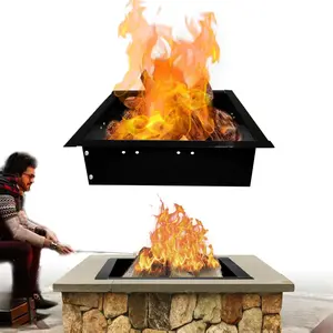 FEBTECH - Smokeless Fire Pit Ring Insert - 29" OD & 25" ID - Powder Coated 2MM Carbon Steel Square Fire Ring with Air Vents -DIY in or Above Ground Fire Pit Ring for Outdoor Garden, Backyard or Patio