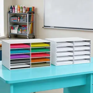 Classroom Paper Storage Rack Set, 2 Pieces, Fits Construction Paper & Cardboard, Ideal for Classroom Mailboxes, Document Organization