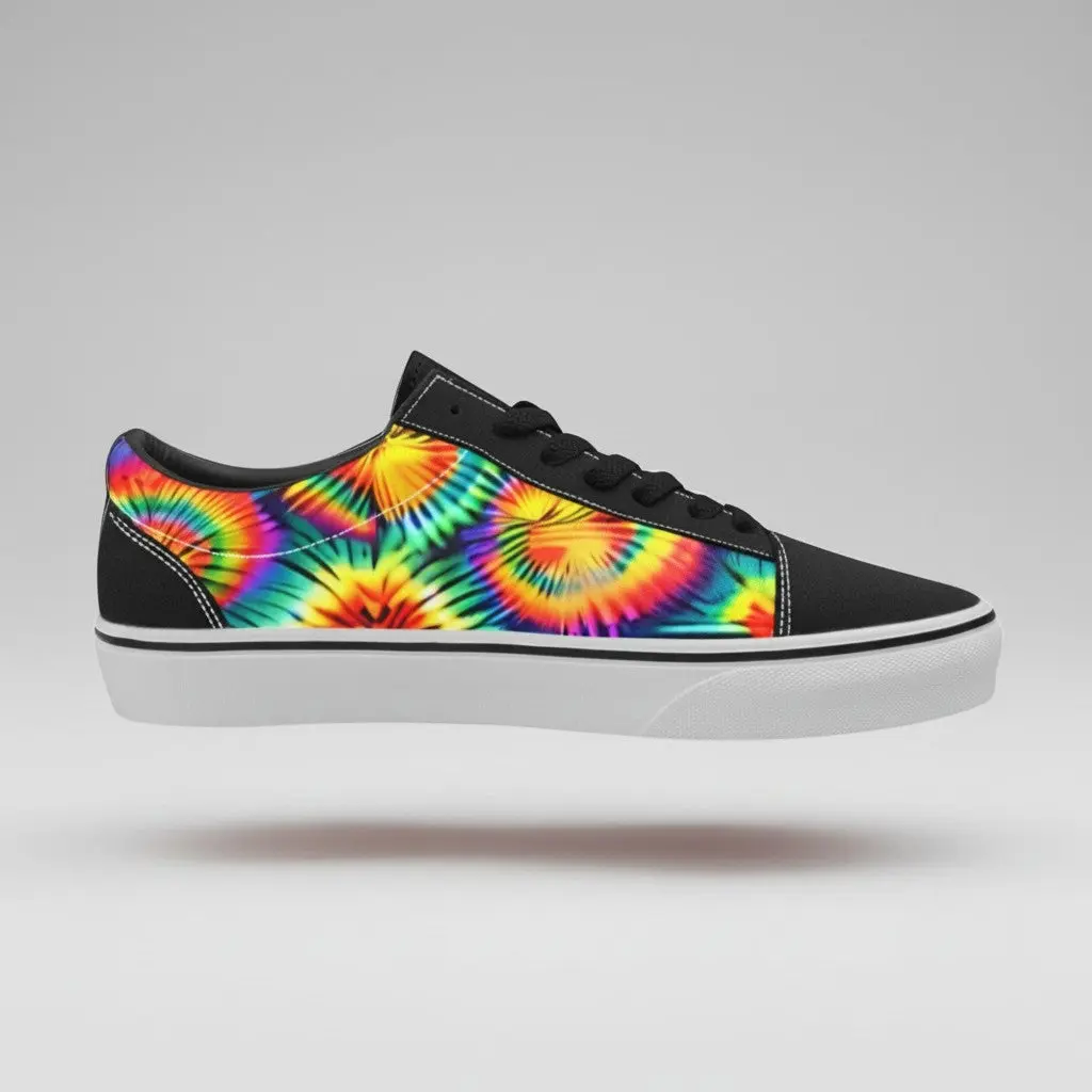 MEN'S Rainbow Tie Dye Custom Skate Shoesboarding Shoes | Freaky Shoes®
