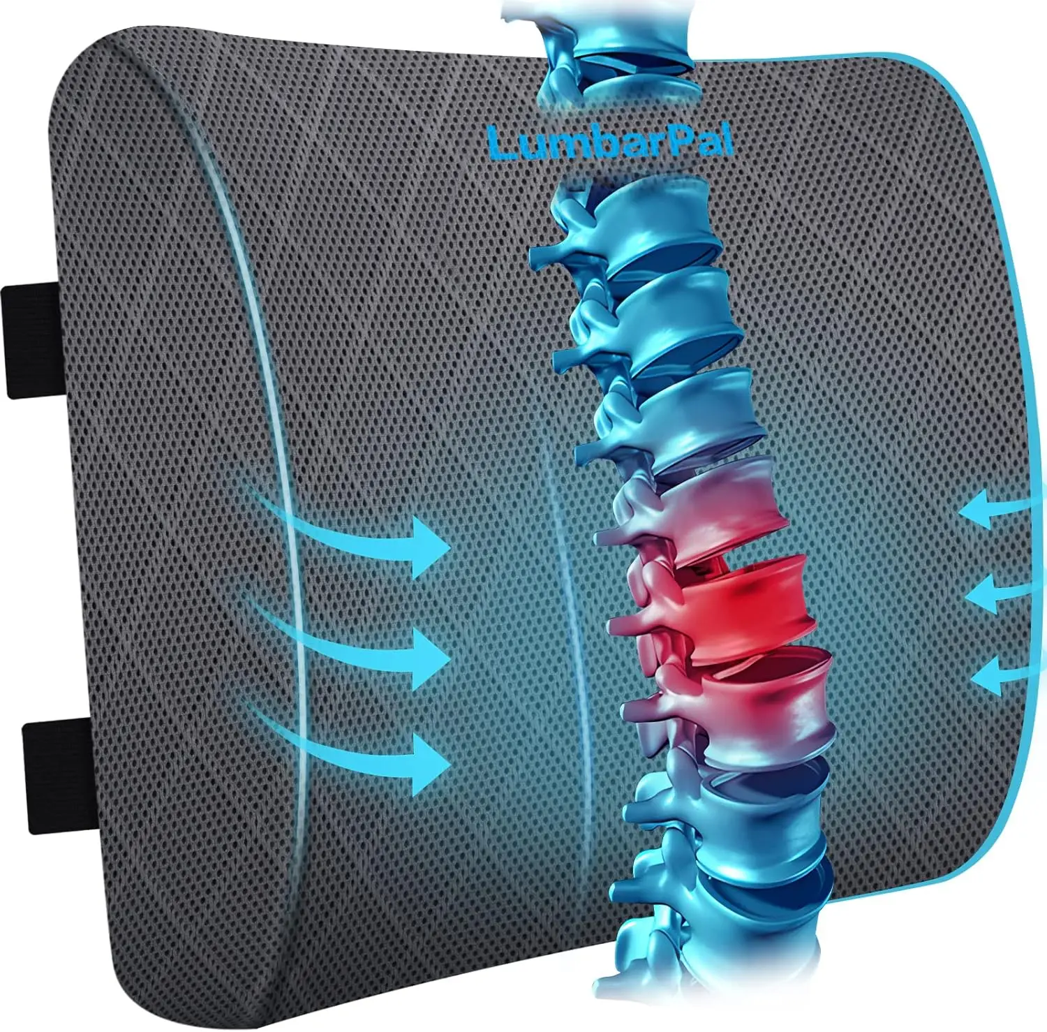 Support Pillow for Office Chair  Support  Pillow for , Gaming, Office Chair - Improve Sitting Posture &  , Memory , Adjustable Straps, Grey