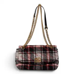 Pre-owned Balenciaga Plaid Shoulder Bags Red BB Flap IB25120157