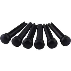 Ebony Guitar Bridge Pins Pegs Guitar String Hold Pins String  End Pins for Folk Acoustic Guitars Set of 6 count Black.