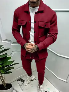 Men's New Casual Set, Available in Multiple Colors, Stylish Pocketed Jacket and Comfortable Drawstring Waist Pants for Relaxed Wear