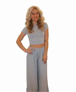 Short Sleeve Top & Wide Leg Pants Set