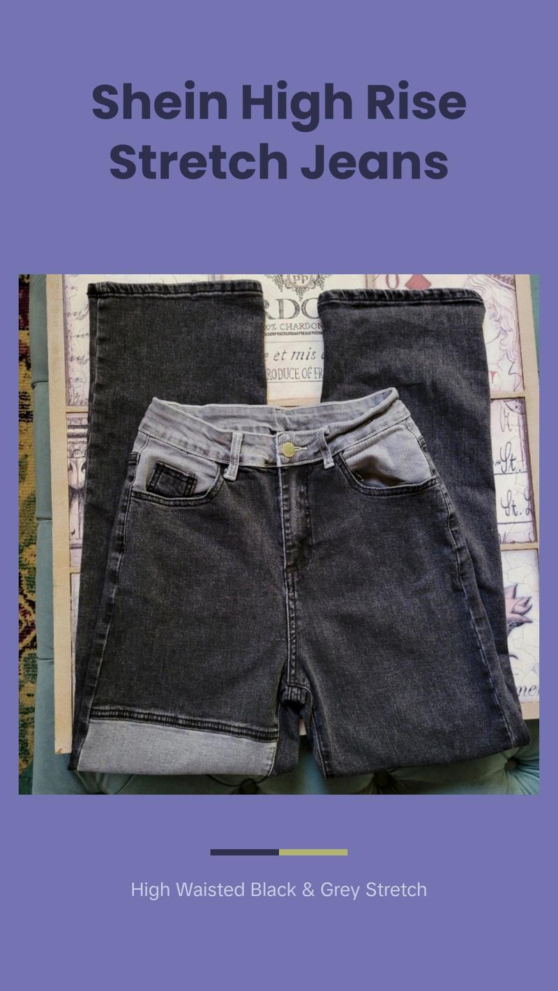 SHEIN High Rise Black & Grey Stretchy Jeans
