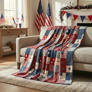 Horaldaily July 4th Flannel Blanket, Patriotic Veterans Day American Flag Soft Plush Comfortable Wool Blanket, suitable for sofa and bed decoration, is an ideal gift for children and adults, size is 50x60inch