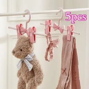 5pcs bow hangers household hangers adjustable multifunctional plastic dryi adjustable traceless hanger