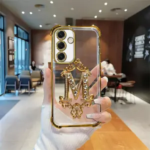Suitable for [Galaxy S25] high-end phone case🥰，Features a premium-look printed design—not actual 3D diamond studs，Choose from any of the 26 letters. YM99