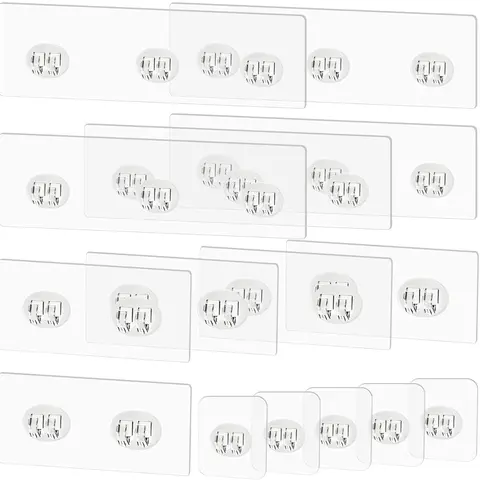15 Pack Shower Caddy Adhesive Replacement - Strong No Drilling Shower Shelf Adhesive Hooks for Bathroom Storage Shelves & Kitchen Racks, 3 Sizes Included
