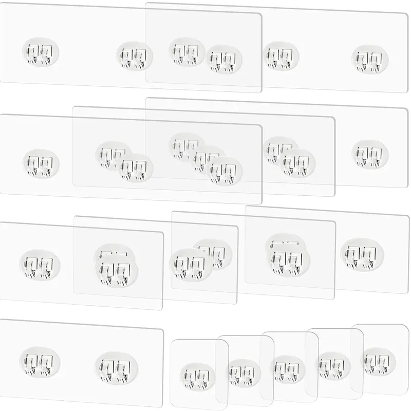 15 Pack Shower Caddy Adhesive Replacement - Strong No Drilling Shower Shelf Adhesive Hooks for Bathroom Storage Shelves & Kitchen Racks, 3 Sizes Included