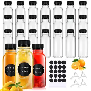 24pcs 4oz Shot Bottles With Caps  Clear Plastic Ginger Shots Small Reusable Bulk Beverage Containers For Juice Oils Liquids - Leakproof Travel Bottle