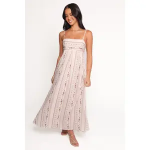 Amaris Maxi Dress - Ivory Mauve Floral