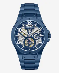Skeleton Automatic Blue-IP Stainless Steel Bracelet Watch