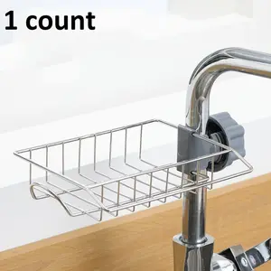 Stainless Steel Kitchen Sink Faucet Holder, Rust-Resistant Sponge Rack, 360 Degree Rotating Design, Easy Installation, Durable Organizer, Drainage Rack