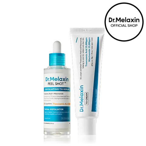 [Dr.Melaxin Official] Peel Shot TX Dark Spot Duo, 2-Piece | Exfoliating TX Serum + TX Cream | Tranexamic Acid & Niacinamide | Gentle Peeling for Dark Spots & Uneven Skin Tone | Korean Skincare