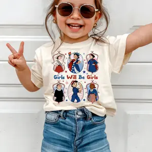 [Made in USA] #Youth and Adult Girls Will Be Girls shirt, Patriotic Feminist 4th of July Tee, 250 Years of Independence Top, Family clothing, festival outfit, Youth clothes, Unisex Classic Fit 100% Cotton Casual Tee