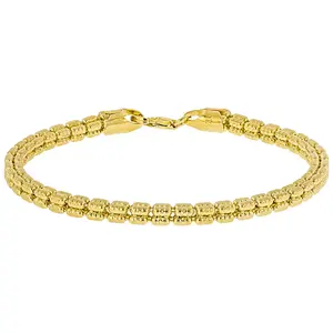 JTV 18k Yellow Gold Over Bronze 3.6mm Ghiaccio Diamond-Cut Bead Bracelet
