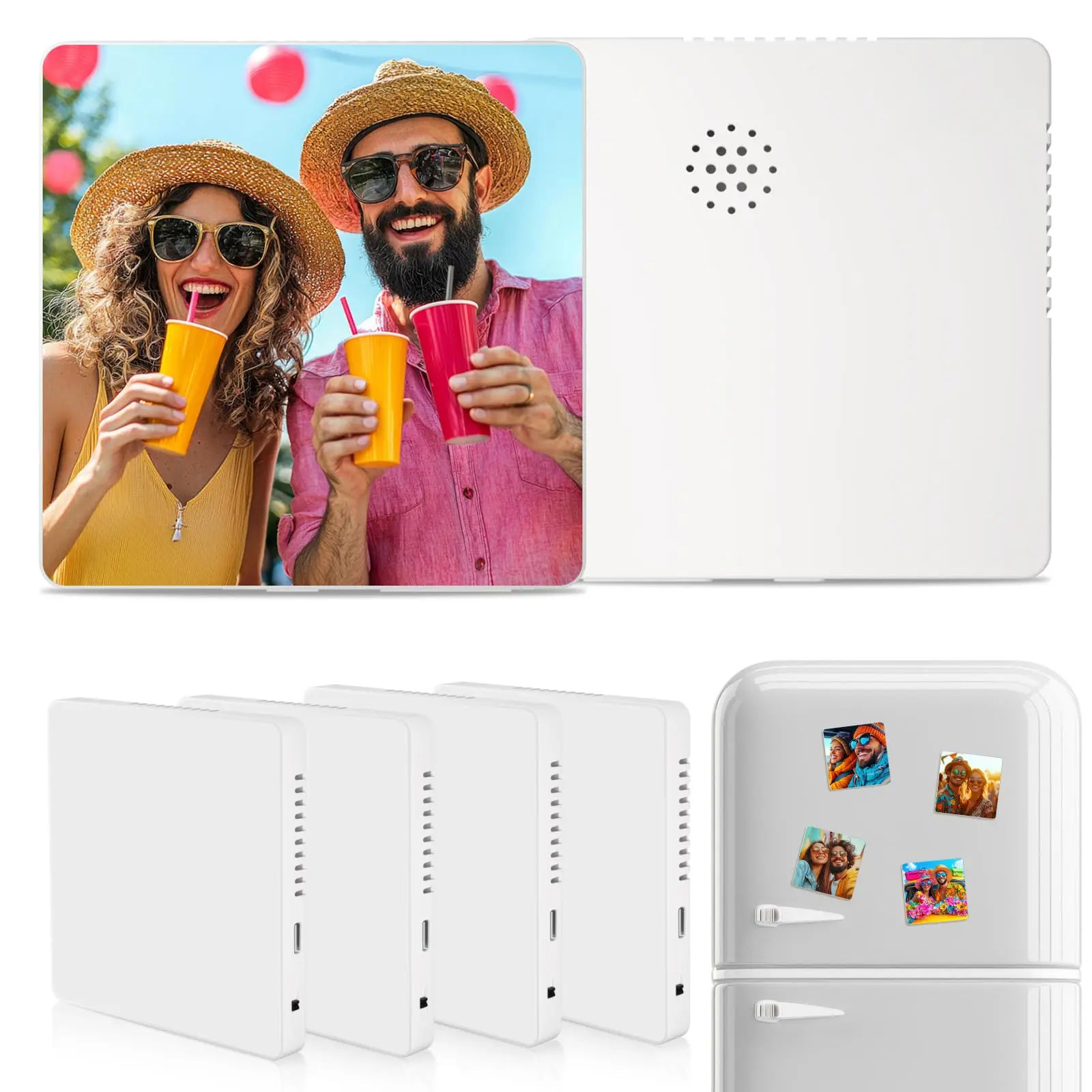 PYD Life Sublimation Music Fridge Magnet Blanks White 3.93"x3.93" Album Refrigerator Magnets Built-in Music Player for Heat Press Machine Printing Customizable Gifts for Him Her