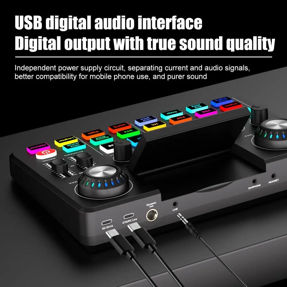 F668 Beginners Gaming Audio Mixer OTG 3D Folding Screen Console PC