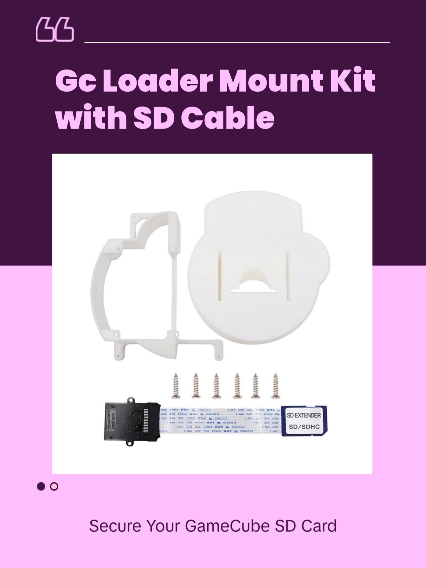 GC Loader 3D Printed Mount Kit with SD Extension Cable for GameCube