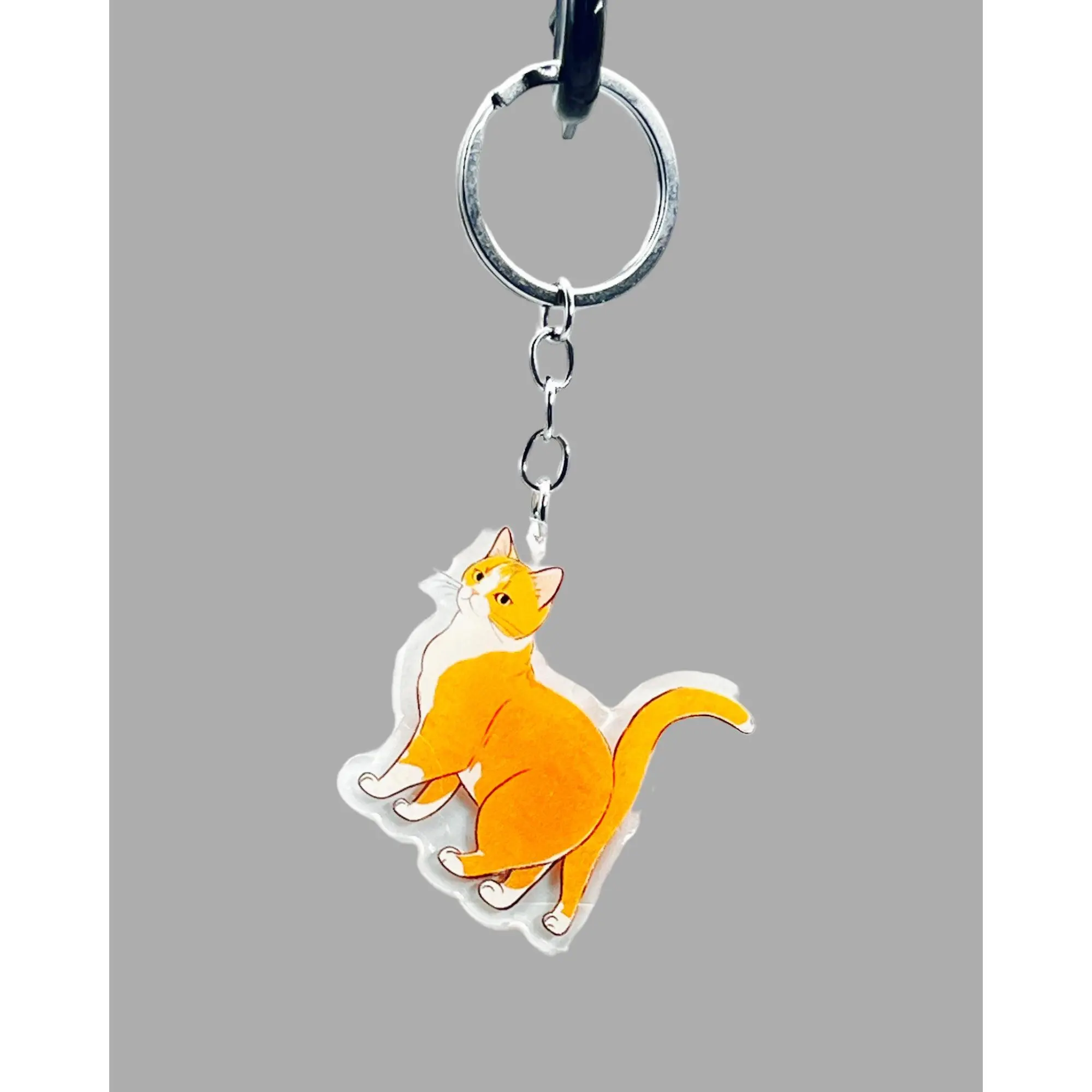 Orange Tabby Cat Acrylic keychain, Cute kawaii memorial ornament, pet portrait charm gift backpack fob, dad car décor, first day of school gift