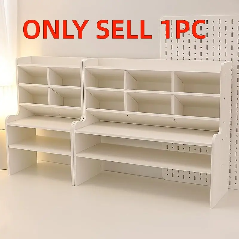 Upgrade Thick Dual-Layer Desktop Bookshelf, Dorm Desk Organizer, Home Office Surface Storage Rack, Tilted Pen Holder, Stationery Cosmetic Box