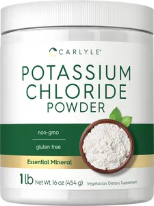 Carlyle Potassium Chloride Powder Supplement 16 oz | Food Grade | Salt Substitute | Vegan, Vegetarian, Non-GMO, Gluten Free