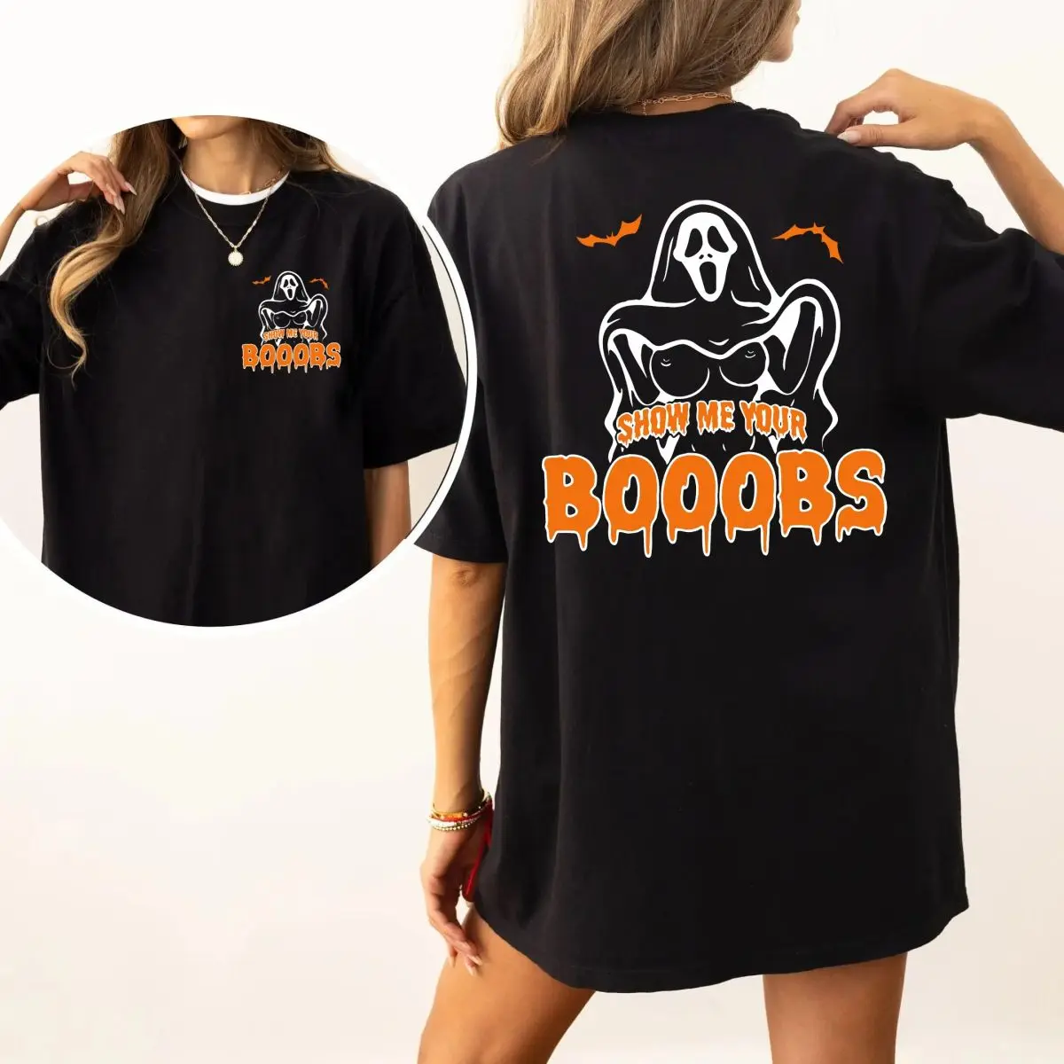 Show Me Your Booobie Hoodie Sweatshirt T Shirt, Funny Halloween Ghost Cute Shirt, Vintage Tee For Men And Women, Unisex Shirt, Cool Gift, Unisex Sweater Pullover Tee