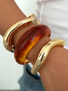 Elegant Women's Bracelet Set, Resin Acrylic Wave Design, Casual Style, Trendy Stack Bangle, Perfect for Daily Wear, Parties & Gifts, Trendy Bangles