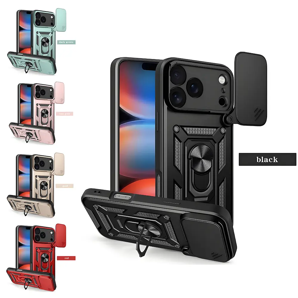 Phone Case with Camera Shield&Aluminum Kickstand – Full-Body Armor Shell, Military-Grade Protective Case Slide, Camera Protector, Compatible with iPhone 11 12 13 14 15 16 17 Pro Max, Samsung Galaxy S26 S25 S24 S23 S22 S21 S20 Ultra Plus FE