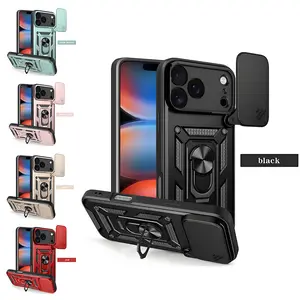 Phone Case with Camera Shield&Aluminum Kickstand– Full-Body Armor Shell, Military-Grade Protective Case Slide, Camera Protector, Compatible with iPhone 11 12 13 14 15 16 17 Pro Max