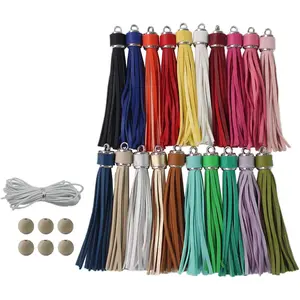 Assorted Leather  Tassels for  Making 20 count 4.3 inch  Faux Leather Tassels for Bead  Wristlet DIY Bag Charms Cellphone Straps Key Ring Bracelet Supplies & Accessories